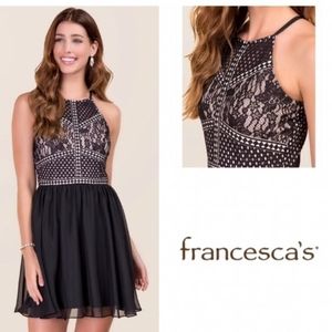 Francesca’s Thea Black Pink Lace Dress